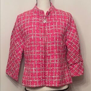 Vintage NWOT Doncaster Collection Vibrant Pink Tweed Blazer